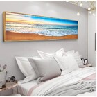 Beach Painting Framed Long Canvas Wall Art - 100cm x 30cm