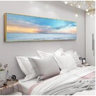 Beach Painting Framed Long Canvas Wall Art - 100cm x 30cm