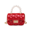 Designer Mini Quilted Chain Shoulder Coin Bag High Gloss Handbag (Red)