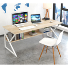 Kori Large Wood & Metal Computer Desk with Shelf (White Oak)