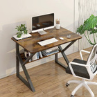 Kori Wood & Metal Computer Desk with Shelf (Rustic Wood) - 80cm