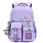 Large Deluxe Backpack Girl's Cute School Bag with Bonus Plushie & Accessories (Purple)