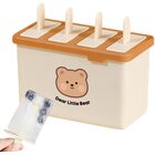 Adorable Bear Ice Cream Pop Molds 4 Piece BPA Free Popsicle Maker Set