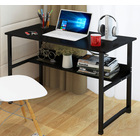 Studio Wood & Metal Computer Desk with Shelf (Black)