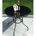 Alfresco Round Mirrored Tempered Glass Table