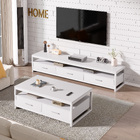 2-Piece Set Athena Coffee Table & TV Cabinet with Drawers (White)