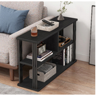 Icon Wood and Steel Sofa Side Table with Shelves (Black)