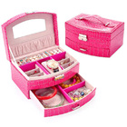 Luxury PU Leather Jewellery Box Storage Case (Hot Pink)