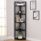 Deluxe 5 Tier Wood & Steel Corner Shelf Organizer Unit (Black)