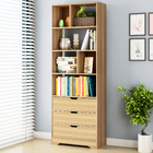 Luna 1.8m Tall Shelf Cupboard Bookshelf Wardrobe with Drawers (Oak)