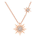 S925 Sterling Silver CZ Diamond Sun Pendant Rose Gold Necklace