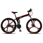 Deluxe Dual Suspension Foldable 21 Speed 3 Spoke Mountain Bike (Red & Black Bicycle)