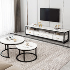 2-Piece Set Synergy Luxury Marble Look Coffee Table & TV Cabinet (White)