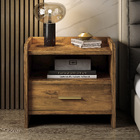 Serene Bedside Table Nightstand with Drawer (Rustic Wood)