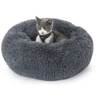 Cozy Plush Soft Fluffy Pet Bed Dog Cat Bed (Dark Grey, 50cm)