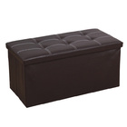 XL Rectangle PU Leather Ottoman Foldable Storage Stool (Dark Brown)