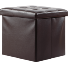 50L PU Leather Ottoman Foldable Storage Stool (Dark Brown)