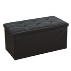 XL Rectangle PU Leather Ottoman Foldable Storage Stool (Black)