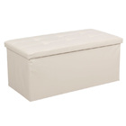 XL Rectangle PU Leather Ottoman Foldable Storage Stool (White)