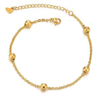 14K Gold-Plated Sterling Silver Beaded Bracelet Adjustable S925 Fine Jewelry