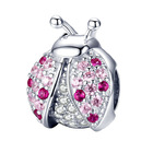 S925 Sterling Silver Ladybug Lucky Charm CZ Diamonds Pendant 