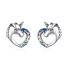 S925 Sterling Silver Unicorn Stud Earrings 