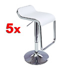 5 x Idol Deluxe Designer Faux Leather Chrome Bar Stools (White - Set of 5)