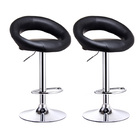 2 x  Royal Designer Bar Stools Moon Chairs (BLACK - Set of 2)