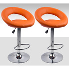 2 x  Royal Designer Bar Stools Moon Chairs (Orange - Set of 2)