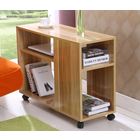 Versatile Sofa Side Table & Magazine Shelf with Casters (Oak)