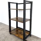 Fortis Heavy Duty Rustic Wood and Steel Multipurpose Utility Trolley Storage Shelf Organizer 