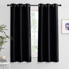 2 X Blackout 3 Layers Eyelet Curtain Drapes - Black