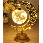 Golden Crescent Moon Globe Decorative LED Table Lamp Night Light 