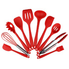 10PC Silicone Kitchen Cooking Baking Utensil Set (Red)